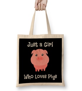 Just a Girl Who Loves Pigs Cute Baby Pig Piglet Bez Çanta Uzun Saplı
