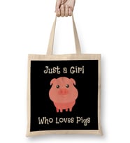 Just a Girl Who Loves Pigs Cute Baby Pig Piglet Bez Çanta Uzun Saplı
