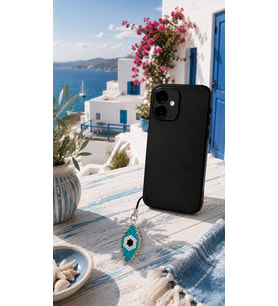 Miyuki Boncuk El Yapımı Gümüş Göz Telefon Çarmı - Charm (Çok Renkli)