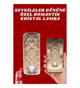 Mey İthalat® Sevgililer Günü İçin Hediye Kristal Lamba Sevgiliye Hediye USB Şarjlı Gece Lambası