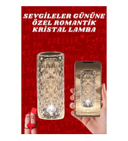 Mey İthalat® Sevgililer Günü İçin Hediye Kristal Lamba Sevgiliye Hediye USB Şarjlı Gece Lambası