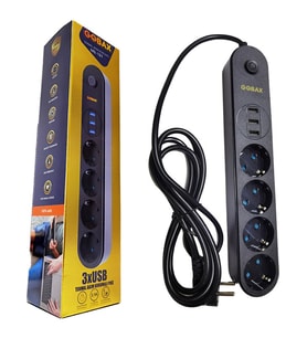 Termal Akım Korumalı GB-103 Uzatma Kablosu MG-101 10A-2500W