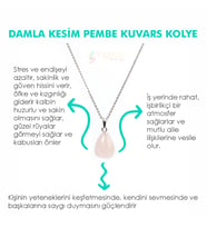 Doğal Taş PEMBE KUVARS Damla Kesim İster Kolye İster Anahtarlık