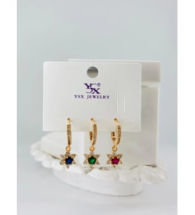 Zirkon Taşlı Üçlü Kombin Küpe - Kp00074