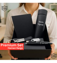 Kişiye Özel Lüks Erkek/Kadın Hediye Seti - Dereceli Termos,  İmza Kalemi, Usb Bellek,  Anahtarlık,  Defter Premium Hediye seti