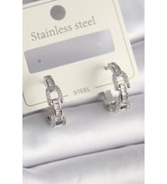 Pirinç Gümüş Renk Zirkon Taşlı Zincir Model Kadın Küpe 5886 - SSSSSS5480-5856