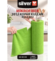20’li Rulo Mikrofiber Temizlik Bezi 25x30 cm Yıkanabilir Kopart Kullan Süper Emici İz Bırakmaz Yeşil