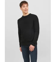 Jack & Jones Erkek Bisiklet Yaka Örme Kazak - 12243116 (Siyah)