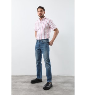 Erkek Açık Mavi Düz Kesim Jean Pantolon