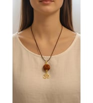 İri Taneli Rudrakşa Ohm Sembolü Kolye Rudraksha RK115