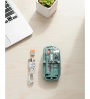 Pilelistore  Bluetooth ve 2.4G USB Destekli Pilli Kablosuz Şeffaf Mouse