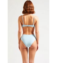 Kadın Bikini Takımı Straplez Kesim İnce Askılı Yüksek Bel Hipster Alt Balensiz Örme Simli Kumaş