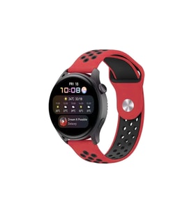 Watch 20mm Spor Delikli Kordon - Kırmızı-siyah