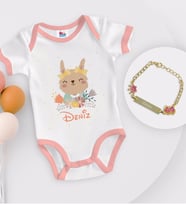 BK Kids Kişiye Özel İsimli Pembe Bebek Body Zıbın ve Kız Bebek Künyesi Hediye Seti-14