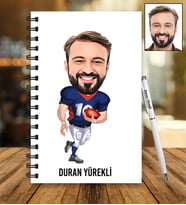 Kişiye Özel Amerikan Futbolu Tasarımlı Karikatür Ahşap Defter Ve Kalem Seti 69