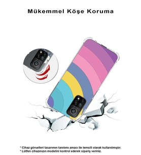 Huawei P40 Lite  Köşe Korumalı Antişok Kapak Renk Cümbüşü Tasarımlı Şeffaf  Kılıf