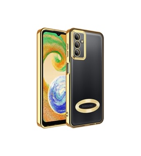 Samsung Galaxy A34 Uyumlu Kılıf Kamera Korumalı Logo Gösteren Zore Omega Kapak (Gold)