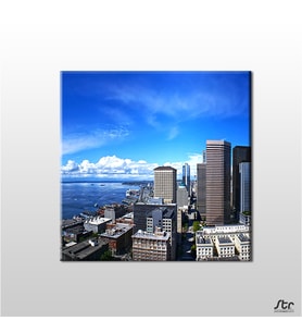 Metropol Ve Kıyı Şeridi Kanvas Tablo 170x170cm