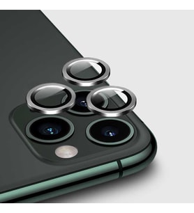 Apple Apple iPhone 12 Pro Max Kamera Lens Koruyucu HD Kalite Çerçeveli Tempered Glass Cam (Gümüş)