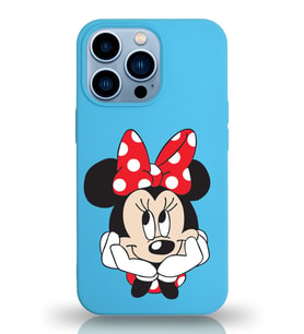 Apple iPhone 13 Pro  Lansman Kılıf Minnie Mouse Tasarımlı Altı Kapalı İçi Kadife Kaplı  Kapak (Şeffaf)