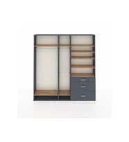 Arges Dolap 9 Raflı 3 Çekmeceli 3 Askılı 220x30x243 Antrasit-Çam/Antrasit