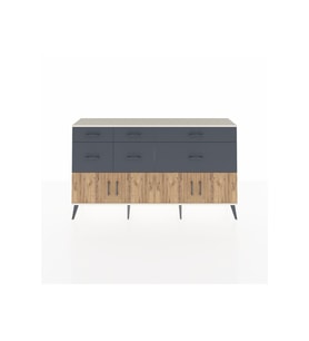 Arges Konsol Tek Raflı 6 Çekmeceli 4 Kapaklı 176x30x99 Aytaşı-Çam/Antrasit