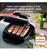 Tefal OptiGrill+ 4 Porsiyon Kapasiteli 2000 Watt 6 Programlı Barbekü Izgara ve Tost Makinesi - Inox