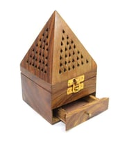 Konik Tütsü Yakma Kutusu Ahşap Piramit 16cm (Standart)