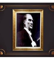 Özel Seri Paspartulu Çerçeveli Atatürk Tablo l815 (Gold)