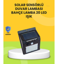 Güneş Paneli İle Şarj Olan 20 Led Dış Mekan Hareket Sensörlü Lamba