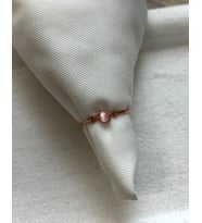 Minimal pembe kedi gözü taşı ayarlanabilir tel yüzük el yapımı (Bakır)