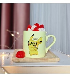Pikachu Tasarımlı Kişiye Özel Sarı Türk Kahvesi Fincanı