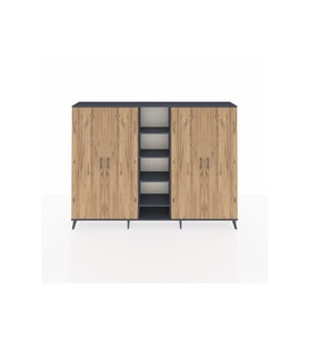 Arges Dolap 12 Raflı 4 Kapaklı 220x30x163 Antrasit-Çam/Antrasit