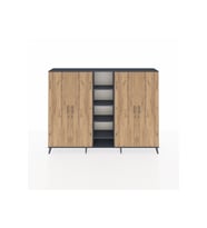 Arges Dolap 12 Raflı 4 Kapaklı 220x30x163 Antrasit-Çam/Antrasit