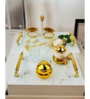 Soulmate Beyaz Desenli Söz Tepsisi ve Nişan Tepsisi (Gold)