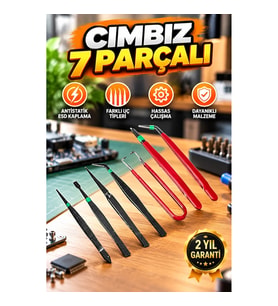 7 Parça Hassas Cımbız Seti – Antistatik ESD Kaplama ve Farklı Uç Tipleri