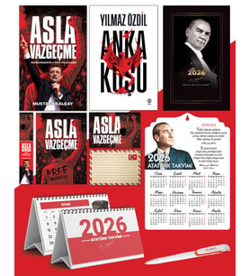 Asla Vazgeçme - Ayraç - Kartpostal - Poster - Anka Kuşu -  2026 Ajanda Gazi Paşa - Ayyıldız Ahşap Duvar Takvimi - Masa Takvimi