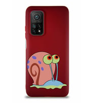 Xiaomi Mi 10T Soft Premier Kapak Salyangoz Gary Tasarımlı Silikon Kılıf - Mürdüm (Şeffaf)