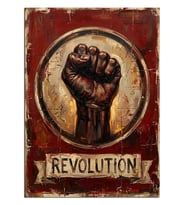 Revolution Yumruk Poster Vintage Dekoratif Kanvas - Mdf Ahşap Tablo