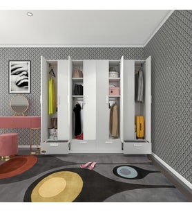 Kenzlife gardırop 8 kapılı 4 çekmeceli zambak 182*200*42 byz kapaklı gardolap dolap (Karışık)