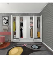 Kenzlife gardırop 8 kapılı 4 çekmeceli zambak 182*200*42 byz kapaklı gardolap dolap (Karışık)