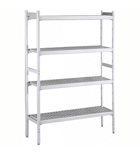 Electrolux Professional Düz Etejer Seti, Aluminyum Ayaklı, 4 Raflı, Her Raf Demonte Polietilen Tabletlerden Oluşur, Tabletler Bulaşık Makinesinde Yıkanabilir - 475x1960 Mm, H=1700 Mm BLS1960