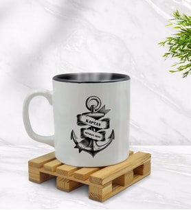 BK Gift Kişiye Özel Kaptan Tasarımlı İçi Siyah Renkli Kupa Bardak Model 6
