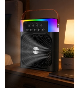 Usb Şarjlı Masaüstü Sprey Fan Taşınabilir Serinletici Rgb Işıklı Mini Klima