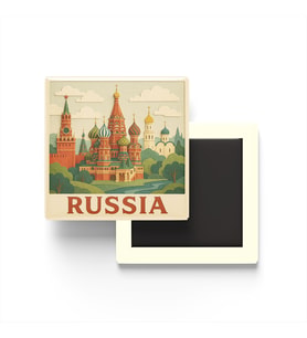 Rusya - Russia - Paper Cut Art - Baskılı Buzdolap Magneti Kare - 9x9 cm