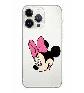 Apple iPhone 13 Pro Uyumlu Kamera Korumalı Tıpalı Kapak Minnie Mouse TasarımlıŞeffaf Kılıf