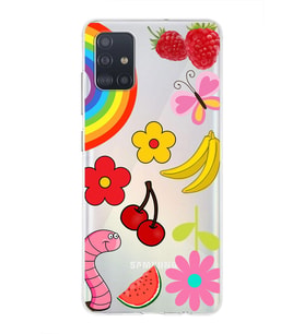 PrintiFy Samsung Galaxy A51 ile Uyumlu 1mm Slim Fit Water Color 5 Baskılı Şeffaf  Kılıf