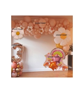 PATEN PAPATYA GÖKKUŞAĞI FOLYOLU BALON ZİNCİR SET