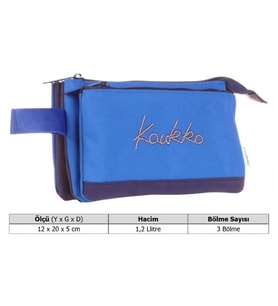 Kaukko İki Bölmeli Mavi Love Baskılı Kız Çocuk Akordion Kalem Çantası - K2673 (Çok Renkli)