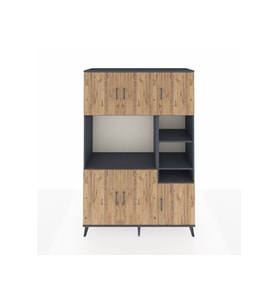 Hyperion Dolap 10 Raflı 6 Kapaklı 132x44x195 Antrasit-Çam/Antrasit